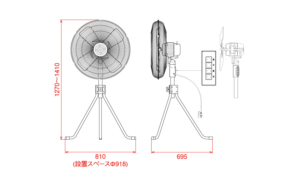 日動K-C600E 工場扇　未使用 日動工業 密閉モーター式工場扇(業務用扇風機) K-C600E φ60cm
